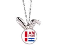 no/no Collier avec pendentif en forme de lapin avec inscription « I Am From El Salvador » Art déco