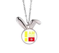 no/no Collier avec pendentif en forme de lapin avec inscription « I Am From Tunisia » - Art déco
