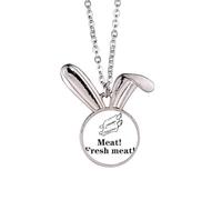 no/no Collier avec pendentif en forme de lapin avec inscription « I Love Eating Meat » Art déco
