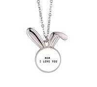 no/no Collier avec pendentif en forme de lapin avec inscription Mum I Love You Faly Art Deco