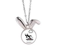 no/no Collier avec pendentif en forme de lapin avec logo Slippery Road Be Carefull