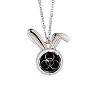 no/no Collier avec pendentif en forme de lapin avec logo sur fond noir et substance dangereuse