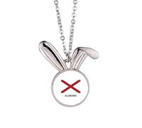 no/no Collier avec pendentif en forme de lapin de l'Alabama avec drapeau américain
