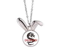 no/no Collier avec pendentif en forme de lapin de l'est de l'ouest du dragon
