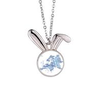 no/no Collier avec pendentif en forme de lapin, géographie, symbole de la géographie, cadeau