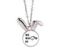 no/no Collier avec pendentif en forme de lapin, motif tempête de pluie, art déco, cadeau