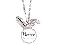 no/no Collier avec pendentif en forme de lapin style art déco Better Late Than Never