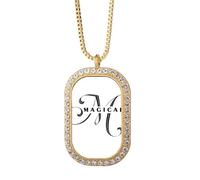 no/no Collier avec pendentif en forme de lettre « Mother Magical » en cristal de diamant doré