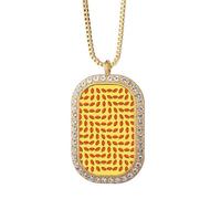 no/no Collier avec pendentif en forme de lignes d'illusion en cristal doré