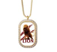 no/no Collier avec pendentif en forme de lions féroces et cristaux de diamant Doré