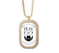 no/no Collier avec pendentif en forme de lunettes de barbe bouclée avec strass Doré