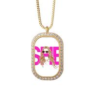 no/no Collier avec pendentif en forme de lunettes pour femme - Art déco - Bijoux dorés