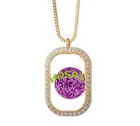 no/no Collier avec pendentif en forme de mosaïque de la terre entourée de diamants Doré