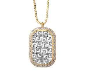 no/no Collier avec pendentif en forme de nuages et de lignes illusions, bijoux dorés