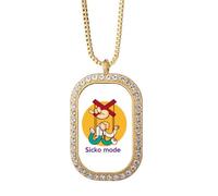 no/no Collier avec pendentif en forme de paroles émotionnelles en anglais classique avec cristaux de diamant Doré