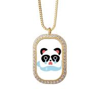 no/no Collier avec pendentif en forme de petit panda triste, pauvre expression de dessin animé, bijou doré