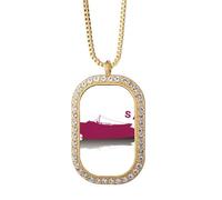 no/no Collier avec pendentif en forme de petits navires de guerre en cristal doré