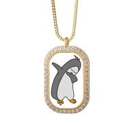 no/no Collier avec pendentif en forme de pingouins en Antarctique avec cristal doré
