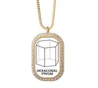 no/no Collier avec pendentif en forme de prisme hexagonal et géométrique mathématique, bijou doré en cristal de diamant