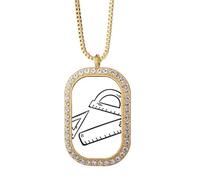 no/no Collier avec pendentif en forme de règle, style art déco, bijoux dorés en cristal