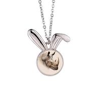 no/no Collier avec pendentif en forme de rhinocéros à cornes