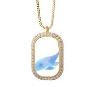 no/no Collier avec pendentif en forme d'icône en forme de marsouin dauphin et cristal doré