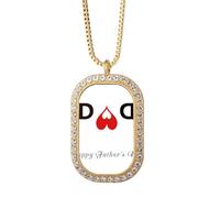 no/no Collier avec pendentif « Happy Father Day Love Dad Forever » - Bijou doré en cristal de diamant