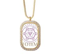 no/no Collier avec pendentif hexagonal géométrique mathématique en cristal de diamant doré