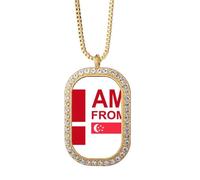 no/no Collier avec pendentif I Am From Singapour Art Déco en cristal de diamant Doré