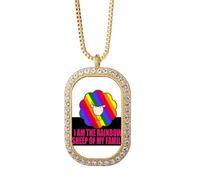 no/no Collier avec pendentif I Am The Rainbow Sheep Of My Faly avec strass Doré