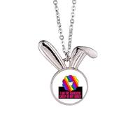 no/no Collier avec pendentif « I Am The Rainbow Sheep Of My Faly Rabbit »