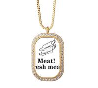no/no Collier avec pendentif I Love Eating Meat Art déco en cristal doré