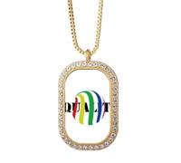 no/no Collier avec pendentif « Identify Rainbow Equality Distinguish Parcels » - Bijoux dorés en cristal de diamant