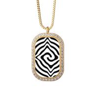 no/no Collier avec pendentif illusion de lignes disloquées à plusieurs reprises avec cristal de diamant doré