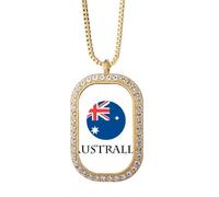 no/no Collier avec pendentif koala drapeau australien cristal diamant doré
