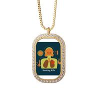 no/no Collier avec pendentif logo Smoking Kills Art déco en cristal doré