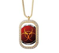 no/no Collier avec pendentif logo substance dangereuse art déco cristal diamant doré