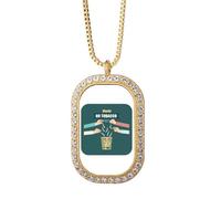 no/no Collier avec pendentif logo « Throw Away The Cigarette » - Bijoux dorés en cristal de diamant