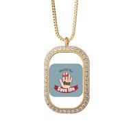 no/no Collier avec pendentif logo Tie The Index and s Save Life - Bijoux dorés en cristal de diamant