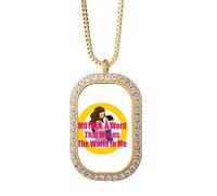 no/no Collier avec pendentif Mother Word World - Art déco - Cristal - Doré