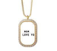 no/no Collier avec pendentif « Mum I Love You Faly » - Art Déco - Cristal - Doré