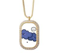 no/no Collier avec pendentif nuages noirs en colère et cristal de diamant doré