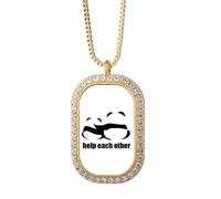 no/no Collier avec pendentif pandas câlinant qui s'entraide les uns les autres en cristal de diamant bijoux dorés