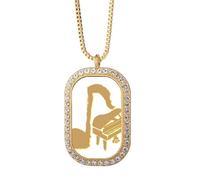 no/no Collier avec pendentif piano juxtaposé en cristal de diamant doré