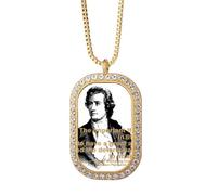 no/no Collier avec pendentif poète allemand Goethe en cristal de diamant doré