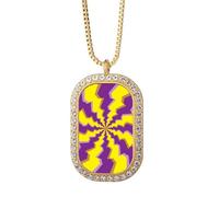 no/no Collier avec pendentif psychédélique en forme de lignes d'illusion - Bijou doré