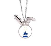 no/no Collier avec pendentif représentant un cheval de bataille français - Sculpture de lapin - Cadeau idéal
