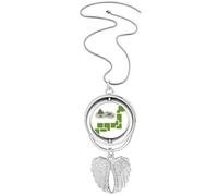 no/no Collier avec pendentif rotatif en forme d'ailes d'ange et de montagnes, rivières, lacs, écologie japonaise, M