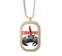 no/no Collier avec pendentif Scorpion Insectes naturels et cristal de diamant Doré