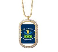 no/no Collier avec pendentif tête de plume Rio Brésil en cristal de diamant doré